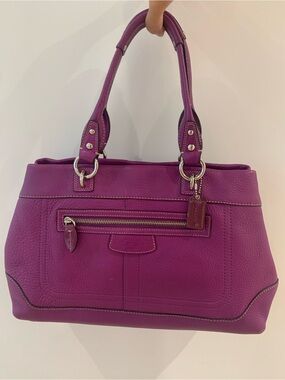 💜 Stunning Coach Purple Penelope Hampton Pebbled Leather Shoulder Bag 💜